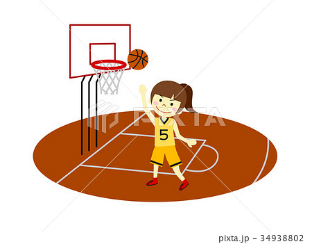 バスケットボール 女の子 シュートのイラスト素材