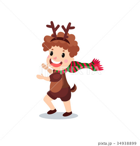Cute little boy in the costume of reindeer, kid in Cute little boy in the costume of reindeer, kid in 34938899