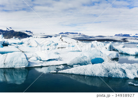View of icebergs in glacier lagoon, Iceland. View of icebergs in glacier lagoon, Iceland. 34938927