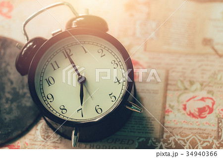 romantic clock on table time at 7 o'clock 34940366