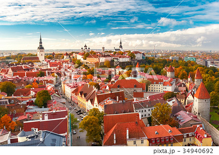 Aerial panorama of Old town, Tallinn, Estonia 34940692