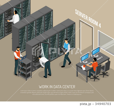 Work In Data Center Isometric Vector Illustration Work In Data Center Isometric Vector Illustration 34940703