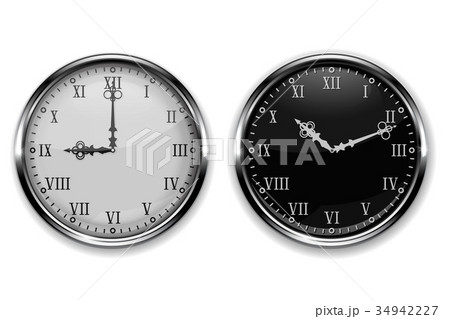 Clock with roman numerals and chrome frame 34942227