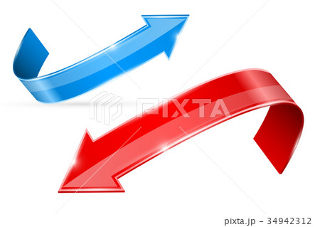 Up and down colored arrows. Blue and red 34942312