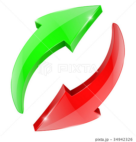 Red and green refresh icon. Recycling sign Red and green refresh icon. Recycling sign 34942326