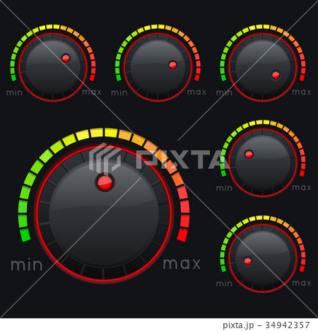 Black knob buttons. Min and max level with colored 34942357
