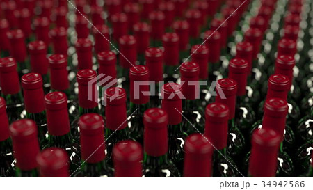 Multiple wine bottle tops, 3D rendering 34942586