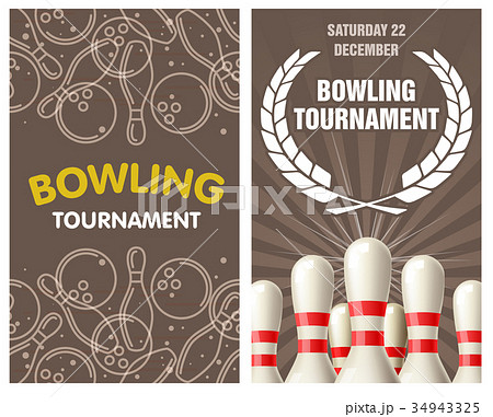 Bowling party flyer with skittles and bowling ball Bowling party flyer with skittles and bowling ball 34943325