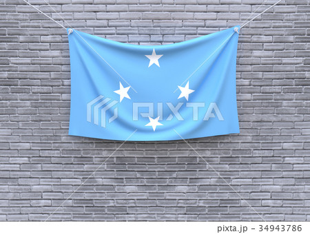 Micronesia flag on brick wall. 34943786