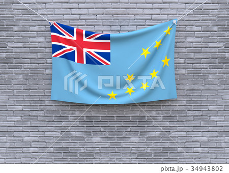 Tuvalu flag on brick wall. Tuvalu flag on brick wall. 34943802
