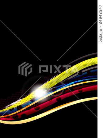 Rainbow color wavy lines on black background 34943847