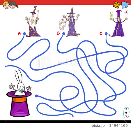 cartoon paths maze game with wizards cartoon paths maze game with wizards 34944160