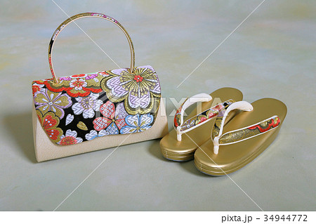 和装小物☆成人振袖用☆西陣織バッグと草履 和装小物☆成人振袖用☆西陣織バッグと草履 34944772