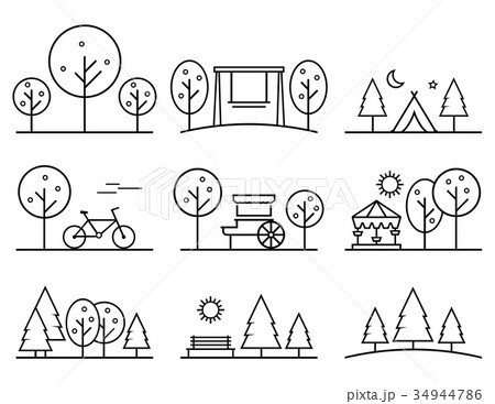 set of outline design vector icons. parkland 34944786