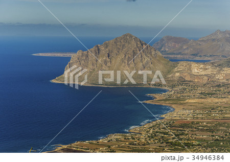 Panoramic view from erice city of sicilian coast 34946384
