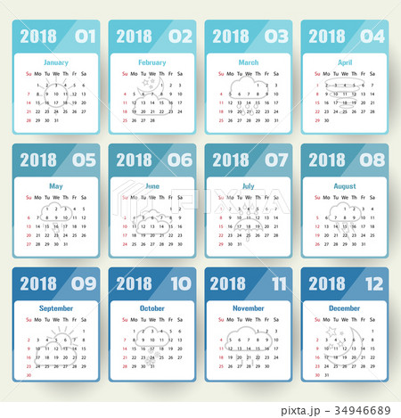 2018 Modern calendar template .Vector/illustration 2018 Modern calendar template .Vector/illustration 34946689