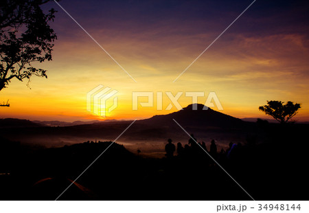 View Point:beautiful landscape at sunrise,thailand 34948144