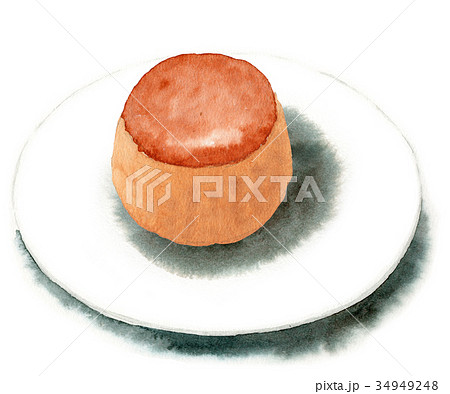 水彩で描いた和菓子／栗まんじゅう 34949248