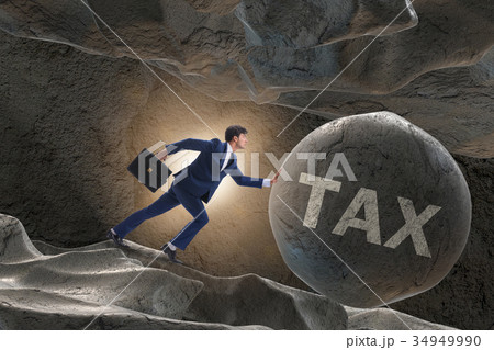 Businessman in high taxes business concept 34949990