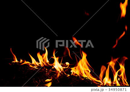 Nature Fire flames at dark night. 34950871