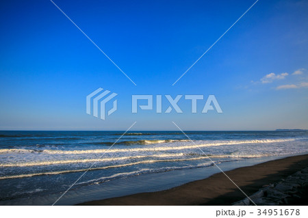 夕日の九十九里長生村一松海岸 夕日の九十九里長生村一松海岸 34951678