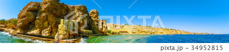 Panorama of the beach at the reef in Sharm el Panorama of the beach at the reef in Sharm el 34952815