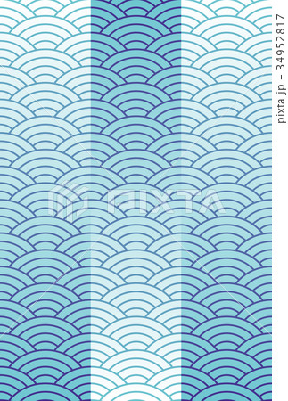 青海波　短冊　和風背景　年賀　タテ　 34952817