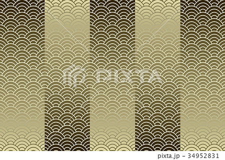 青海波 短冊 和風背景 年賀 横 青海波 短冊 和風背景 年賀 横 34952831