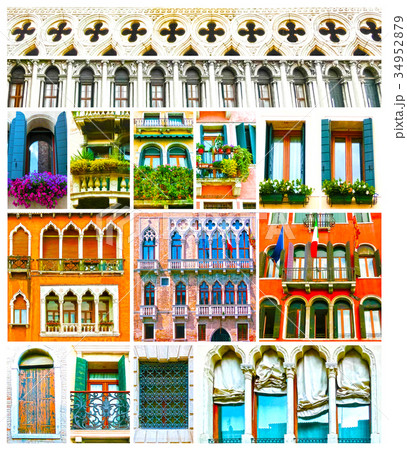 Colorful collage made of windows from Venice 34952879