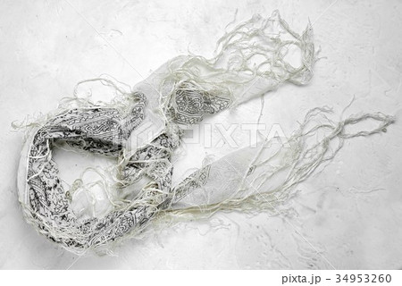 black and white cotton scarf with fringe 34953260