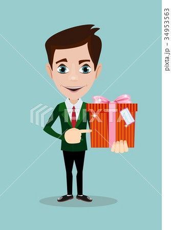 Businessman holding a present. Businessman holding a present. 34953563