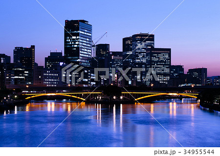 大阪、天神橋と中之島の夜景 34955544