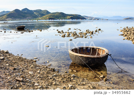Basket boats at a lagoon in Song Lo, Phuoc Dong 34955662