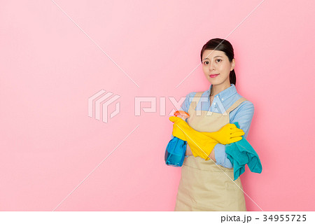 confident young house cleaning service worker confident young house cleaning service worker 34955725
