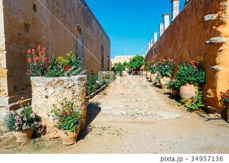 Basilica of Arkadi Monastery on Crete, Greece Basilica of Arkadi Monastery on Crete, Greece 34957136