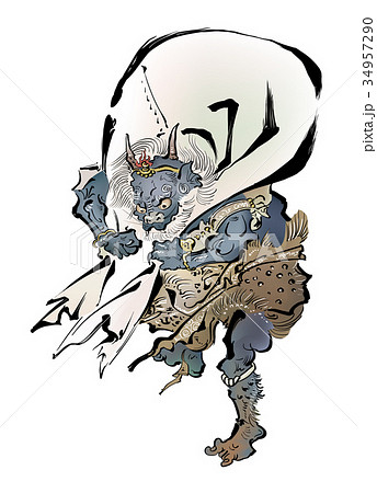 河鍋暁斎の風神 34957290