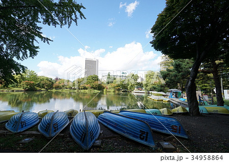 札幌中島公園ボート乗り場の写真素材