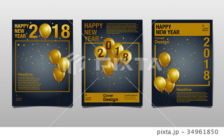 Happy New Year 18 Cover Design Layout のイラスト素材
