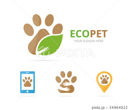 Set of paw logo combination. Pet and eco symbol or Set of paw logo combination. Pet and eco symbol or 34964022