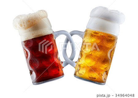 Two beer mugs making toast Two beer mugs making toast 34964048