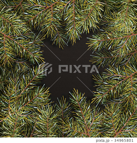 Christmas background with xmas tree on dark paper 34965801