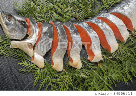 北海道の新鮮な鮭 34966511