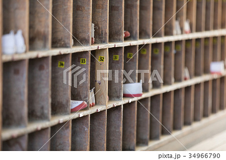 学校の下駄箱の写真素材