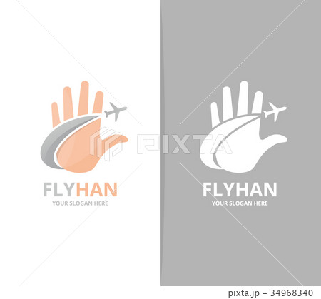 Vector of hand and plane logo combination. Arm and 34968340