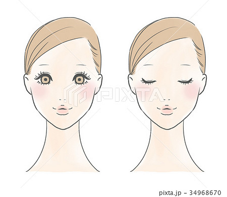 女性の顔 正面 カラー のイラスト素材
