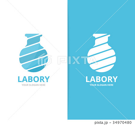 Vector of lab bottle logo combination. Bulb and 34970480