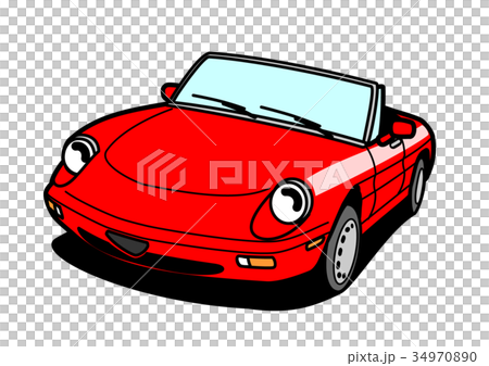 イタリアンオープンカー 赤 自動車イラストのイラスト素材