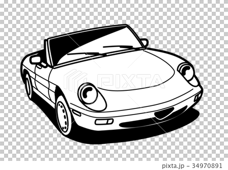 イタリアンオープンカー 塗り絵風 自動車イラストのイラスト素材