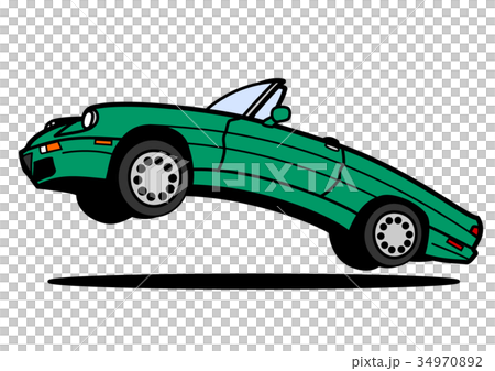 Italian open car jumping green car illustration 34970892