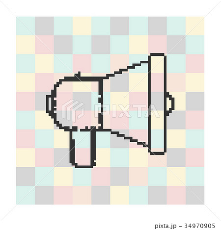 Vector pixel icon megaphone on a square background 34970905